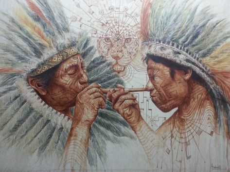 Rapé – the Sacred Amazonian Snuff You Blow Up Your Nose - EntheoNation Spiritual Paintings, Indigenous Tribes, Insta Pictures, Mystical Art, Visionary Art, Indigenous Art, Sacred Art, Ancient Art, Body Painting