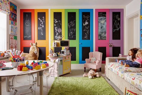 Kids Wardrobe Design, Baby Nursery Closet, Bedroom Closet Doors, Colorful Playroom, Nursery Closet, Kids Closet Organization, Rainbow Room, Room Closet, Up House