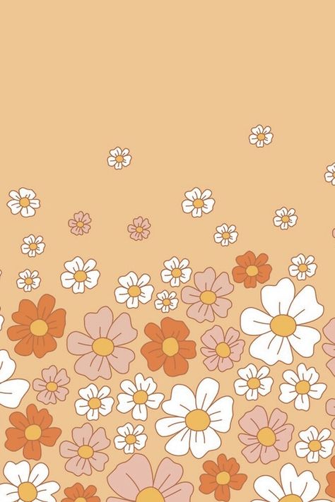 Flower Background Orange, Flower Backgrounds Wallpapers, Groovy Daisy Wallpaper, Daisy Digital Art, Orange Iphone Wallpaper Aesthetic, Lily Iphone Wallpaper, Boho Background Wallpapers, Orange And White Aesthetic, 60s Aesthetic Wallpaper