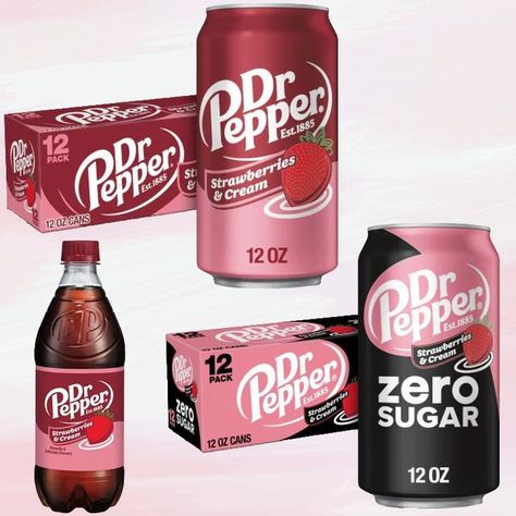 Strawberry And Cream Dr Pepper, Dr Pepper Flavors, Diet Dr Pepper Aesthetic, Dr Pepper Strawberries And Cream, Strawberry Dr Pepper, Rileycore Aesthetic, Pepper Aesthetic, Vaseline Rosy Lips, Diet Dr Pepper