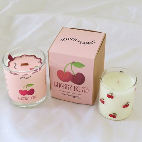 Cherry Candles, Cherry Candle, Cinnamon Candles, Uni Vibes, Bakery Shop Design, Oat Smoothie, Unique Candle, Jolly Rancher, Pretty Drinks