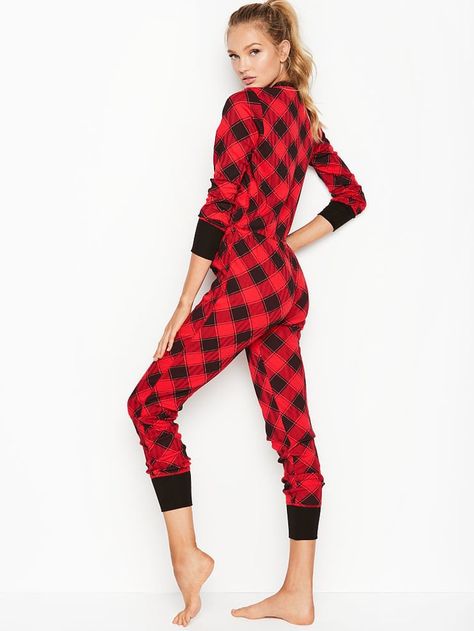 Romee Strijd Silk Pijamas, Lingerie Catalog, Romee Strijd, Victoria Secret Pajamas, Pajama Romper, Plaid Pajamas, Knit Jumpsuit, Cotton Pajama Sets, Plaid Fashion