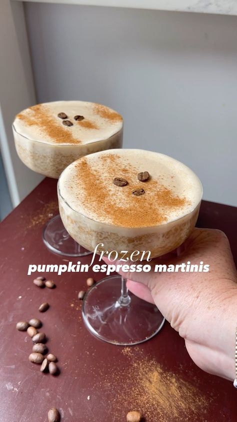 Pumpkin Espresso, Cinnamon Cocktail, Pumpkin Martini, Fall Eats, Espresso Martini Recipe, Recipe For Two, Espresso Martinis, Frozen Pumpkin, Espresso Beans