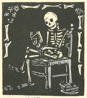 Skeleton reading book by primatebonz, via Flickr Devilish Drawings, Skeleton Reading Book, Skeleton Reading, Video Game Tattoos, Batman Tattoo, Gaming Tattoo, Star Wars Tattoo, Linocut Art, Skeleton Art