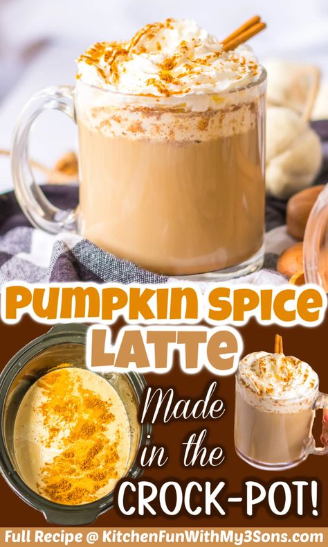 Who doesn't want an incredible pumpkin spice latte from your own kitchen? Crockpot pumpkin spice latte brings in the flavors of a Starbucks latte without the high price or long lines. Using a slow cooker lets you make a big batch that is perfect for get together and parties. Crock Pot Pumpkin, Pumpkin Latte Recipe, Crockpot Pumpkin, Pumpkin Crockpot, Pumpkin Spice Drinks, Starbucks Latte, Starbucks Pumpkin Spice Latte, Starbucks Pumpkin Spice, Pumpkin Spiced Latte Recipe