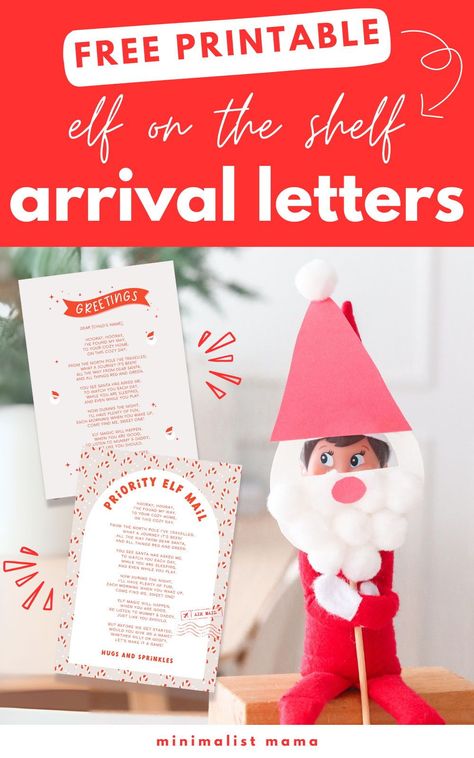 It's that time again... Elf on the Shelf! If you're hunting for cute Elf on the Shelf arrival ideas, these free printable arrival letters are what you need! Choose from 5 cute designs - perfect for your little eflie! Introducing An Elf On The Shelf, Elf On The Shelf Last Year Letter, Elf On The Shelf Ideas Alphabet, Elf On Shelf Introduction Ideas, First Year Elf On The Shelf Arrival Letter, First Year Elf On The Shelf Arrival, Elf On The Shelf Idea Arrival, First Arrival Elf On The Shelf Letter, Elf On The Shelf Arrival Printables Free