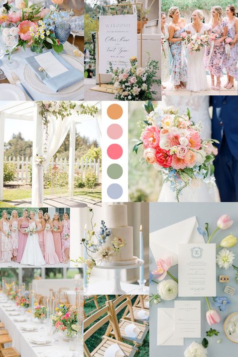 Spring Wedding Palette, Pastel Wedding Colors, Pastel Wedding Theme, Wedding Theme Color Schemes, Wildflower Wedding Theme, Romantic Spring Wedding, Spring Wedding Color Palette, Boda Mexicana, Spring Wedding Colors