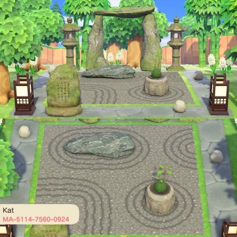 Zen Garden Acnh Code, Acnh Zen Path Design, Zen Garden Animal Crossing, Animal Crossing Zen Garden, Acnh Zen Garden, Acnh Zen, Acnh Outfits, Acnh Patterns, Zen Garden Design