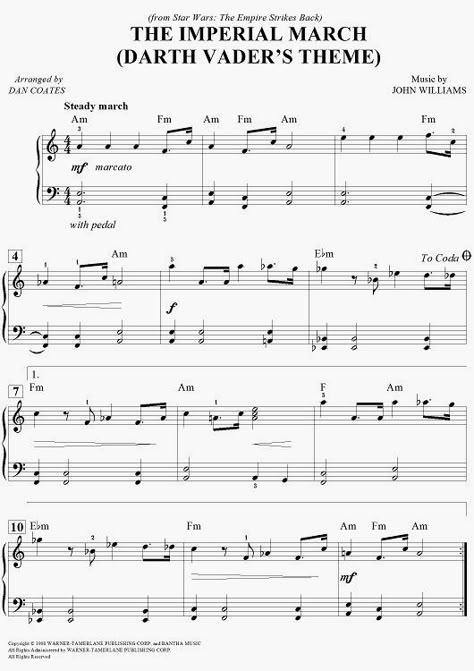 Digital Sheet Music for The Imperial March (Darth Vader's Theme) (Easy Piano) by John Williams scored for Easy Piano id:451857 Imperial March, Trumpet Sheet Music, Trumpet Music, Clarinet Sheet Music, Clarinet Music, Blues Piano, Saxophone Sheet Music, Piano Score, Flute Sheet Music