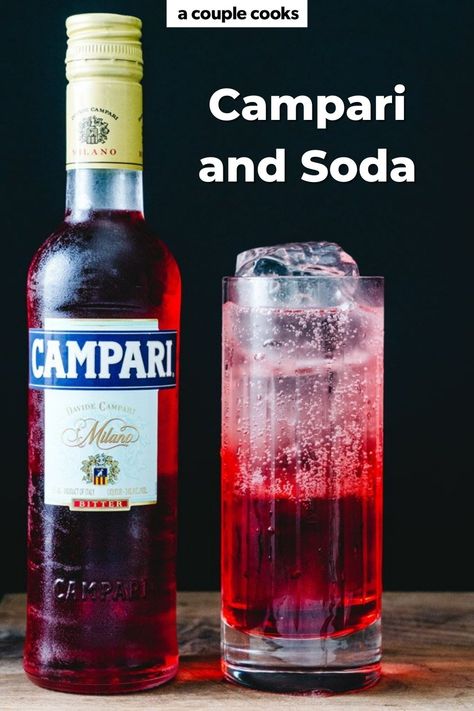 Campari and Soda is the easiest, most refreshing way to drink Campari! Add club soda for a bubbly, subtly bitter cocktail. #campari #campariandsoda Club Soda Drinks, Bitter Cocktail, Campari Drinks, Red Wine Spritzer, Campari Soda, Campari Cocktails, Gin And Soda, Tequila Soda, Cocktails Summer