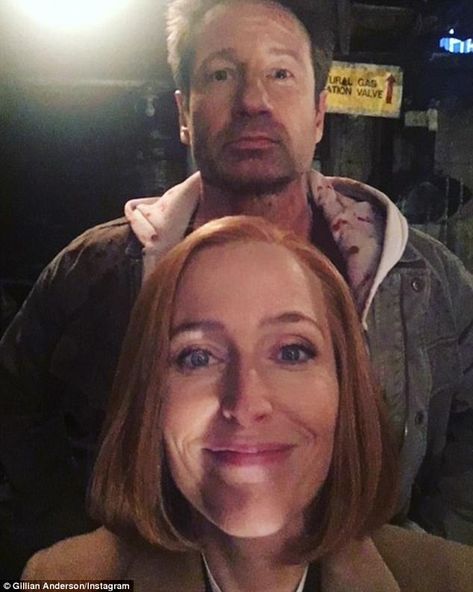 '25 years of night shoots, 25 years of frozen lips, 25 years of friendship. Happy wrap!' T... X Files Funny, David And Gillian, Chris Carter, Mulder Scully, France Gall, Dana Scully, Charlotte Gainsbourg, Claudia Cardinale, David Duchovny