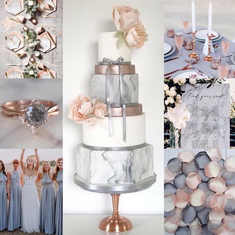 Marble Theme Wedding, Pink Grey And Black Wedding Color Schemes, Grey And Rose Gold Wedding, Marble Wedding Decor, Gray And Rose Gold Wedding, Rose Gold And Silver Wedding, Rose Gold Wedding Cake, Wedding Rose Gold Theme, Marble Party