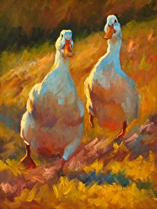 Duck Race by Cheri Christensen in the FASO Daily Art Show Cheri Christensen, Duck Race, Rooster Painting, Farm Paintings, Duck Art, Farm Art, Chicken Art, Painting Subjects, Arte Animal