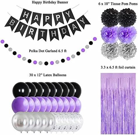 Ships within 24 Hours or Less! Buy This Product Form Our Website For Your Amazing Party! ANSOMO Black Purple and Silver Happy Birthday Party Decorations Balloons Décor Supplies Women Men Boys Girls 16th 20th 25th 30th 35th 40th 45th 50th 60th 70th Shop at https://www.homepartyking.com/product/ansomo-black-purple-and-silver-happy-birthday-party-decorations-balloons-decor-supplies-women-men-boys-girls-16th-20th-25th-30th-35th-40th-45th-50th-60th-70th Euphoria Birthday Party Decorations, Purple Silver Party Decorations, Purple And Silver Themed Birthday Party, Purple And Black Themed Birthday Party, Purple 50th Birthday Ideas For Women, Black And Purple Party Decorations, Purple Bday Decorations, Black And Purple Birthday Decor, Purple And Black Birthday Party