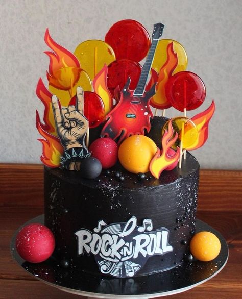 Rockstar Cake Ideas, Rockstar Cake, Music Cake Ideas, Music Birthday Cake, Rock Star Cakes, 5th Birthday Boys, Rock And Roll Birthday, Roblox Cake, Music Cakes