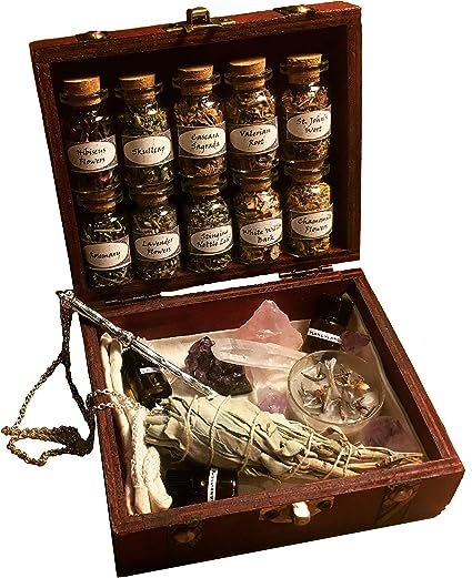 Witchcraft Travel Kit Wicca Supplies and Tools Starter Kit Witch Box Book Box Diy, Japanese Witch, Gray Witch, Travel Altar, Witch Kit, Magic Gift, Red Rose Petals, Witch Gift, Witchcraft For Beginners