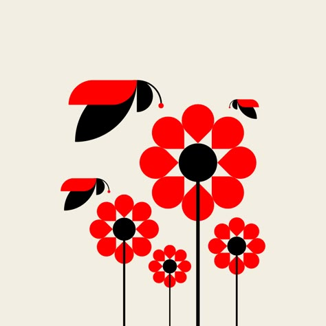 Flower Geometric Illustration, Flat Poster Design, Flower Illust, Flower Vector Art, Geometric Flowers, Flower Geometric, Geometric Illustration, Flowers Graphic, Geometric Flower