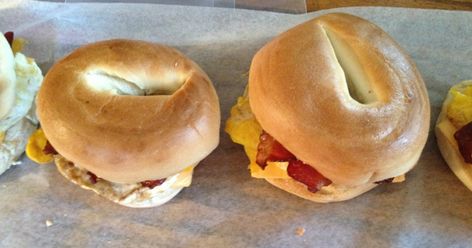 One of my all time favorite breakfast sandwiches is the Bacon, Egg and Cheese Bagel from McDonald's.  I don't get it very often because of t... Mcdonalds Breakfast Sauce Recipe, Bacon Egg And Cheese Bagel, Breakfast Sauce Recipe, Breakfast Bagel Recipe, Egg And Cheese Bagel, Egg Bagel, Egg Sandwich Recipe, Bagel Breakfast Sandwich, Grilled Ham And Cheese