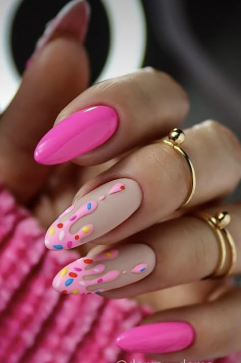 Noah Kahan Nails, Sprinkle Nails, Food Nails, April Nails, Unghie Nail Art, Food Inspired, Inspired Nails, Crazy Nails, Oval Nails