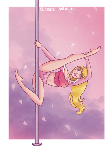 Now Aurora practices pole dancing 🌸🌸 Cartoon Pole Dancer, Hidden Language, Pole Dancers, Pole Art, Pole Dance Moves, Fairytale Fantasies, Disney Sketches, Pole Fitness, Pole Dance