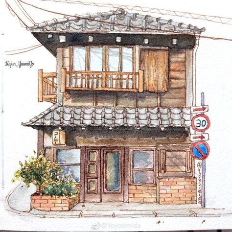 Architecture Drawing Sketchbooks, Watercolor Architecture, Building Illustration, Architecture Drawing Art, 수채화 그림, Building Art, Landscape Drawings, Urban Sketching, Architecture Sketch