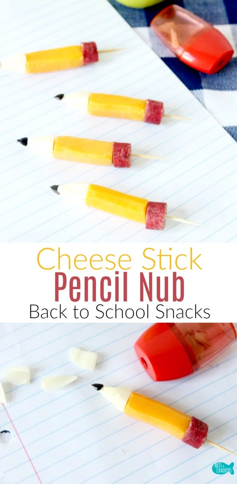 Teacher Themed Snacks, School Bus Snack, Cute Preschool Snack Ideas, Pencil Snacks For Kids, Back To School Party Food, School Party Food, Snacking Ideas, Back To School Snacks, Bookish Crafts