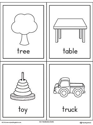 Letter T Words and Pictures Printable Cards: Tree, Table, Toy, Truck Worksheet.The Letter T Words and Pictures Printable Cards can be used for flashcards, various games, and help your student associate unfamiliar words with a picture. Picture cards for the words: tree, table, toy, and truck. Letter T Words, T Words, Sound Pictures, Preschool Color Activities, Letter Worksheets For Preschool, Letter Flashcards, Phonics Flashcards, The Letter T, Kindergarten Phonics Worksheets