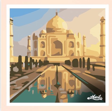 #aprilcoloring #tajmahal #india #travel #aroundtheworld #needholiday Taj Mahal Drawing, India Painting, Block Painting, Art Furniture Design, Architecture Drawing Art, Dot Art Painting, Art Station, Watercolor Sketch, Digital Graphics