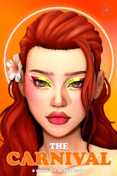 the carnival - a mini set of makeup | Patreon Sims 4 Mm Makeup, Cc Makeup Sims 4, Maxis Match Makeup, Sims 4 Cc Makeup Patreon, Lady Simmer, Pop Lipstick, Happy July, The Carnival, Cc Sims