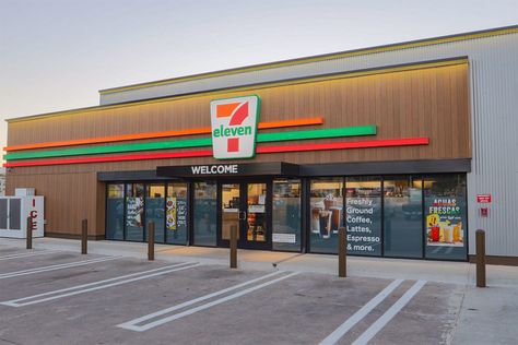 Emerging food and beverage brands participate in 7-Eleven program | Food Business News Modern Convenience Store Design, Convenience Store Exterior, 7 Eleven Store, Seven Eleven Aesthetic Store, Questing Beast, 7 Eleven Gas Station, 7 Eleven Japan Convenience Store, Taza Chocolate, Potato Chip Flavors