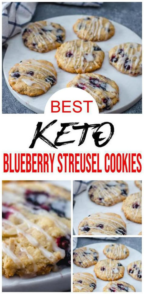 Check out this keto blueberry streusel cookies. Easy keto recipes for the BEST low carb keto blueberry cookies. Learn how to make keto cookies w/ these ketogenic diet blueberry streusel cookies. No need to buy store bought keto cookies when you can make homemade DIY keto blueberry cookies. Sugar free, gluten free. Sugar free low carb desserts idea. Great for thanksgiving desserts or Christmas food or Valentines. Check out the BEST keto cookies #blueberry streusel cookies recipe #easyrecipe Keto Cookies Easy, Streusel Cookies, Best Keto Cookies, Blueberry Cookies Recipes, Simple Ingredient Recipes, Galletas Keto, Blueberry Streusel, Fridge Food, Bbq Desserts