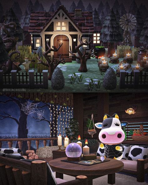 | 𝑇𝑖𝑝𝑝𝑒𝑟𝑠 𝑆𝑝𝑜𝑜𝑘𝑦 𝑅𝑎𝑛𝑐ℎ 𝐻𝑜𝑢𝑠𝑒 🐄✨ . . . #acnh #acnhentrance #acnhinspo #animalcrossing #animalcrossingnewhorizons #acnhwitchcore #witchcore #acnhwitchy #acnhwitch #acnhwitches #acwitch Acnh Haunted House Ideas, Coco Acnh House, Acnh Goth Interior, Acnh Dark Cottage Core, Acnh Haunted House, Acnh Spooky Island, Acnh House Ideas, Acnh Witchcore, Halloween Acnh