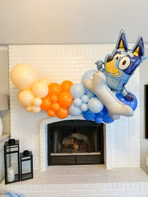 "Looking for an easy and affordable way to decorate for your upcoming event? Our balloon arch kits are the perfect solution! Our kits are suitable for both indoor and outdoor use, and the balloons are made from high-quality latex that is biodegradable and environmentally friendly. The kit is also versatile, allowing you to create a wide range of arch designs, including spiral, organic, and classic shapes. 4 FOOT KIT: → Approximately 42-50 balloons (16 5\", 24 11\", 2 17\") → 1 Bluey foil balloon Bluey Balloon Arch Boy, Bluey Balloon Arch Girl, Bluey Birthday Balloons, Bluey Balloon Garland Ideas, Bluey Balloon Garland, Bluey Birthday Party Decorations, Easy Birthday Party Decorations, Bluey Party Decorations, Balloon Garland Backdrop