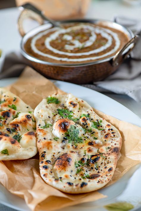 Naan Recipe | No Yeast Naan - My Tasty Curry Garlic Naan Recipe Easy, Naan Recipe Video, Naan Bread Recipe No Yeast, Easy Garlic Naan, Easy Naan Recipe, Butter Paneer, Garlic Naan Recipe, Homemade Naan Bread, Recipes With Naan Bread