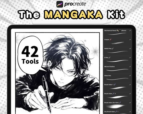 ✅CLICK THE LINK!⬆️ Download this Procreate Manga Brush Set with 50+ realistic inking, halftone, bubble, and sparkle brushes for your digital illustrations. #procreate #manga . #Procreate_Marker_Brush #Procreate_Manga_Brushes #Manga_Brush #Black_Crayon Manga Brush, Manga Pens, How To Drow, Black Crayon, Shading Brush, Art Style Challenge, Paint App, Manga Hair, Fine Point Pens