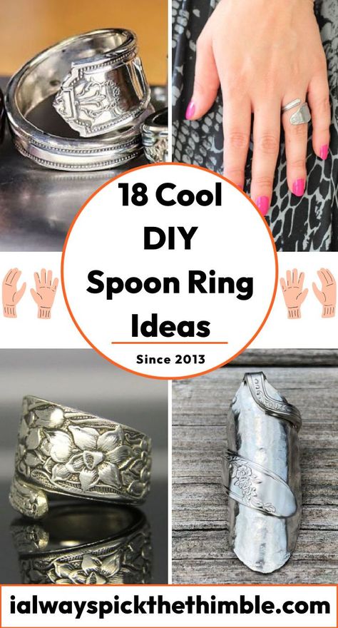 Diy Spoon Ring How To Make, Diy Silverware Jewelry How To Make, Making Spoon Jewelry, Silver Spoon Rings Diy How To Make, Spoon Jewelry Diy Bracelets, How To Make Jewelry Out Of Silverware, Silverware Rings Diy, Making Jewelry From Silverware, Spoon Ring Tutorial