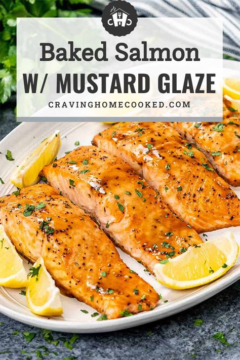 This omega-3 rich and healthy Baked Salmon with Mustard Glaze is delicious with perfectly cooked fish coated in a sweet and tangy sauce, ready in 20 minutes. #bakedsalmon #mustardglaze #recipe Salmon Recipes Baked Mustard, Baked Salmon With Dijon Mustard, Baked Salmon Mustard, Salmon With Honey Mustard Glaze, Salmon Recipes With Mustard, Salmon Recipes Mustard Dijon, Salmon With Mustard Sauce Oven Baked, Baked Salmon With Sauce, Salmon Recipes With Dijon Mustard