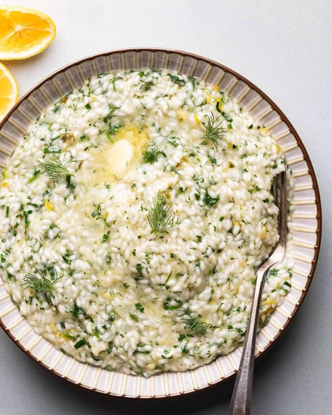 Lemon Dill Risotto - Redwood Kitchen Dill Risotto, Fun Cooking Ideas, Butternut Squash And Sage, Ingredient Prep, Dill Sauce For Salmon, Lemon Risotto, Food Grains, Lemon Dill, Dill Sauce