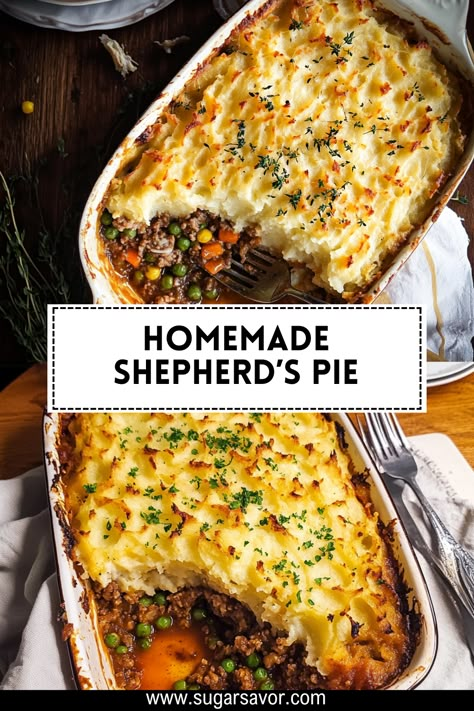 Homemade Shepherd’s Pie is a classic comfort food dinner! Loaded with flavorful meat, veggies, and creamy mashed potatoes, it��’s always a hit. Single Serve Shepards Pie, Delicious Shepherds Pie Recipe, Individual Shepards Pie, Gluten Free Shepherds Pie Recipe Easy, Shepherds Pie Recipe Without Tomato Paste, Shepards Pie With Guiness, Beef Sheppard’s Pie, Shepards Pie Freezer Meal, Elk Shepherds Pie Recipe