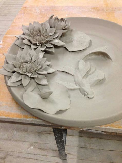 Pottery Lotus Flower, Lotus Flower Ceramic, Clay Lotus Flower, Lotus Ceramic, Clay Lotus, Lotus Sculpture, Ceramic Art Sculpture, Clay Wall Art, Tanah Liat