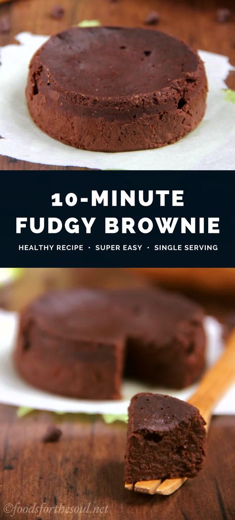 Healthy Single Serving Fudgy Brownie — a quick & easy recipe for one extra fudgy brownie. Just 6 ingredients & ready to eat in under 10 minutes! Unbelievably chocolaty, deliciously rich & almost like eating pure fudge. It’s perfect for chocolate lovers! This brownie is low calorie, clean eating, super moist & made with no eggs. It tastes AMAZING!! ♡ healthy brownie in a mug low calorie. healthy brownie recipe clean eating. single serve brownie recipe. Dessert For One Healthy, Quick And Easy Low Calorie Desserts, Healthy Fudge Brownies, Diet Sweets, Single Serve Brownie, Healthy Brownie, Black Color Hairstyles, Cocoa Powder Recipes, Brownie Recipes Healthy