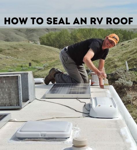 How to seal an RV Roof? (Complete Guides) - RV LIFE HACK Rv Roof Sealing, Trailer Bedroom, Small Travel Trailer Remodel, Small Travel Trailer, Rv Life Hacks, Rv Roof Repair, Camper Maintenance, Camper Repair, Small Travel Trailers