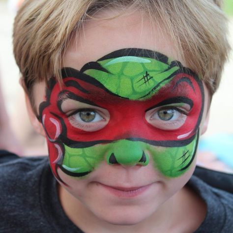 Ninja Turtle Face Paint, Superhero Face Painting, Easy Halloween Face Painting, Mime Face Paint, Face Painting For Boys, Face Painting Easy, Kids Face Paint, Simple Face, Boy Face