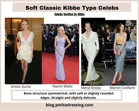 Kibbe Soft Classic Body Type: the Complete Guide Soft Classic Celebrities, Soft Classic Outfits, Kibbe Soft Classic, Fashion Theory, Kibbe Body Types, Fashion Categories, Soft Classic Kibbe, Classic Kibbe, Kibbe Style