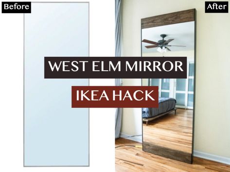 Hovet Mirror Ikea Living Room, Hovet Mirror Hack, West Elm Mirror, Mirrors Outside, Ikea Hovet Mirror, Large Full Length Mirror, Hovet Mirror, Mirror Ikea, Full Length Mirror In Bedroom