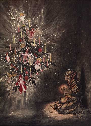 Arthur Rackham, the little match girl---One of the most heart-penetrating stories I read at Christmas time... Christmas Cave, Little Match Girl, Hans Andersen, The Little Match Girl, Edmund Dulac, Andersen's Fairy Tales, Hans Christian Anderson, Arthur Rackham, Christmas Tale