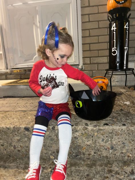 Toddler harley quinn costume DIY amazon and etsy Halloween Kids Harley Quinn Makeup, Toddler Harley Quinn Costume, Harley Quinn Toddler Costume, Harley Quinn Costume Homemade, Harley Quinn Kids Costume Diy, Harley Quinn Costume Kids, Girls Harley Quinn Costume, Harley Quinn Kids Costume Children, Harley Quinn Costume Diy