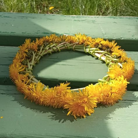 May Day Aesthetic, Dandelion Flower Crown, Grass Crown, Wild Flower Crown, Flower Crown Aesthetic, Dandelion Crown, Dandelion Aesthetic, Dandelion Bouquet, Yellow Flower Crown