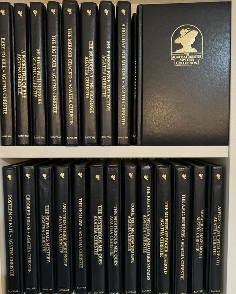 🕵️‍♀️AVAILABLE 🕵️‍♀️ Bonded leather Agatha Christie books! This set is in new condition with beautiful marbled end papers. $20 ea. + 📦 If you see a title you want to claim, let me know! I’ll get a full list of titles typed out soon. *To claim, comment “claim”, “sold” or “mine”. A claim is a commitment to purchase. One part invoicing. Please be prepared to pay invoice within 24 hours. All books are shipped via U.S. Media Mail. All sales are final. Agatha Christie Book Collection, The Hollow Agatha Christie, End Papers, Agatha Christie Books, Then There Were None, Book Corner, Book Corners, Agatha Christie, Book Collection