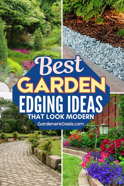 22+ Garden Edging Ideas for Flower Beds | Gardening Garden Bed Borders Landscape Edging, Flower Edging Ideas, Flower Garden Edging Ideas, Edging Ideas For Flower Beds, Diy Flower Bed Border Ideas, Brick Lawn Edging, Landscape Border Ideas, Ideas For Flower Beds, Brick Border Edging